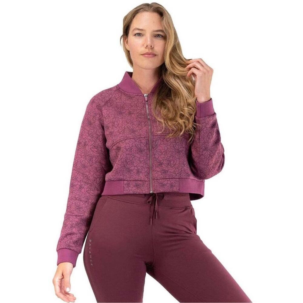 Balance Athletica/Vitality Flight Jacket Wild Rose Purple Cropped Bomber Small
